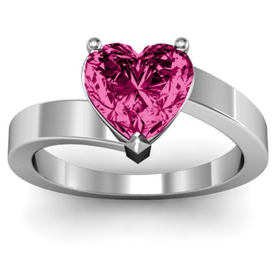 Passion Large Heart Solitaire Solid White Gold Ring