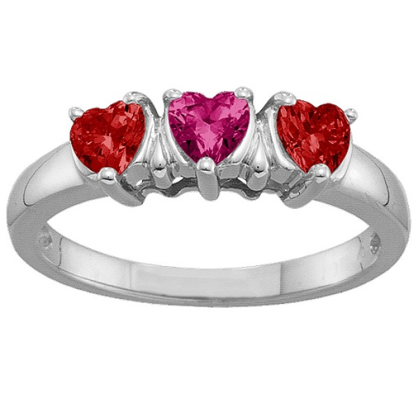 2-5 Hearts Solid White Gold Ring