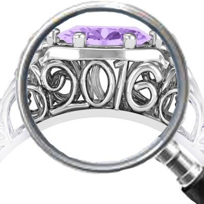 2016 Vintage Graduation Solid White Gold Ring