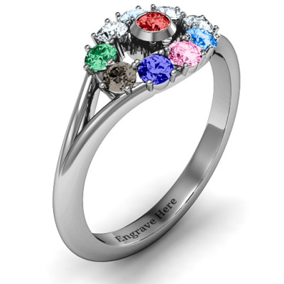 3 to 10 Stone Solar Solid White Gold Ring