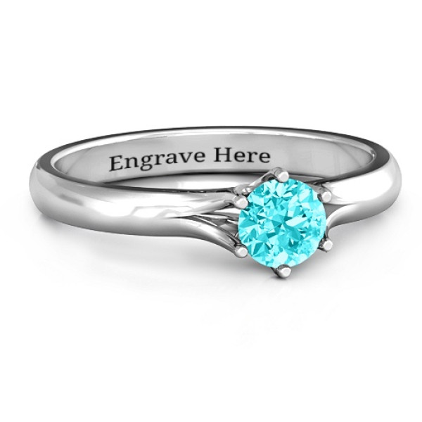 6 Prong Solitaire Solid White Gold Ring
