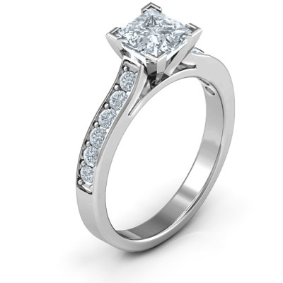Janelle Princess Cut Solid White Gold Ring