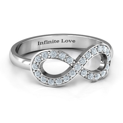 Accented Infinity Solid White Gold Ring