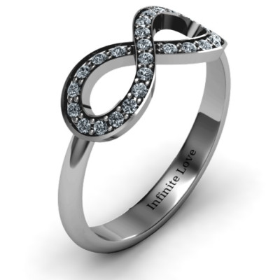 Accented Infinity Solid White Gold Ring