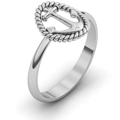 Anchor Solid White Gold Ring