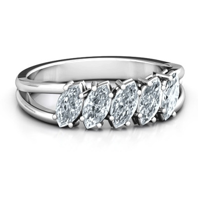 Angled Marquise Solid White Gold Ring