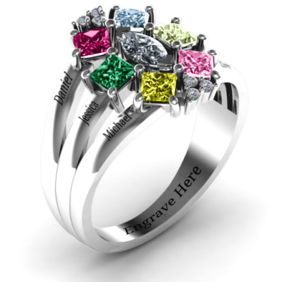 Arachna Centre Marquise and Princess Solid White Gold Ring with Accents