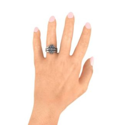 Arachna Centre Marquise and Princess Solid White Gold Ring with Accents