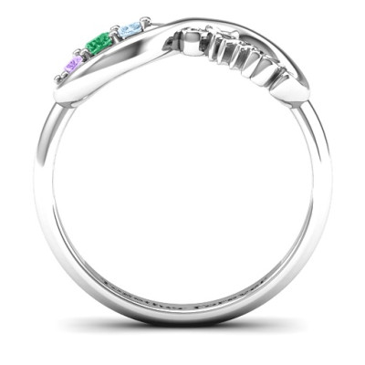 Aunt's Infinite Love Solid White Gold Ring with Stones