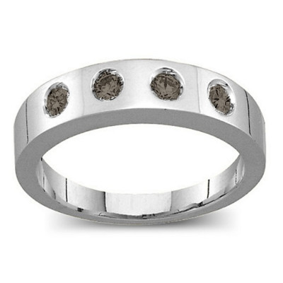 Belt Solid White Gold Ring with 2-6 Round Stones