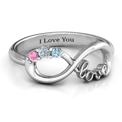 Birthstone Infinity Love Solid White Gold Ring