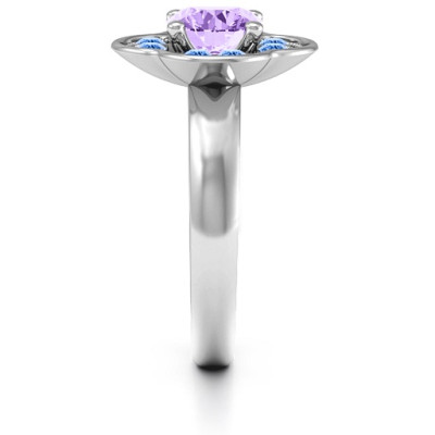 Blossoming Love Engagement Solid White Gold Ring