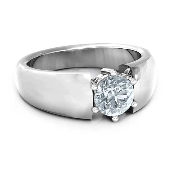 Bold Devotion Solitaire Solid White Gold Ring