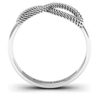Braided Infinity Solid White Gold Ring