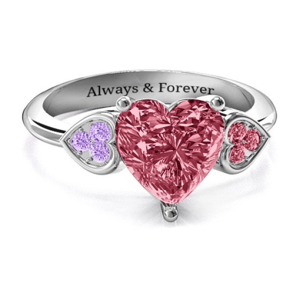 Brilliant Love Accented Heart Solid White Gold Ring