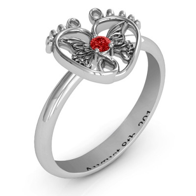 Butterfly Baby Foot Solid White Gold Ring