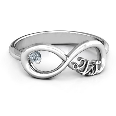 Celebrate 21 Infinity Solid White Gold Ring