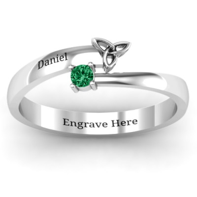 Celtic Solitaire Bypass Solid White Gold Ring