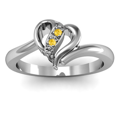 Centre Weave Fashion Heart Solid White Gold Ring