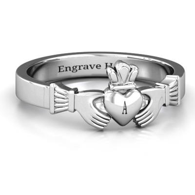 Classic Claddagh Solid White Gold Ring