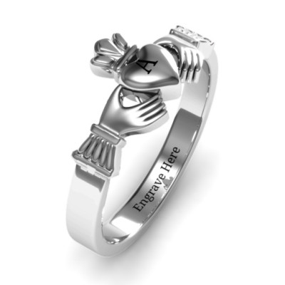 Classic Claddagh Solid White Gold Ring