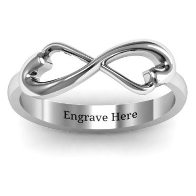 Classic Hearts Infinity Solid White Gold Ring