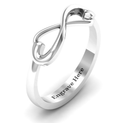 Classic Hearts Infinity Solid White Gold Ring