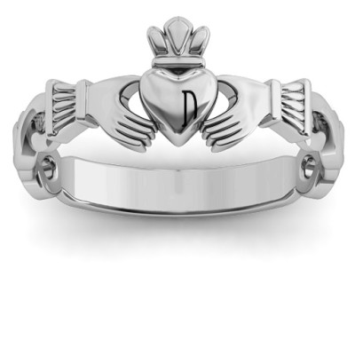 Classic Infinity Claddagh Solid White Gold Ring