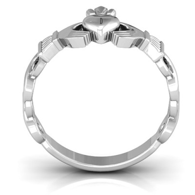 Classic Infinity Claddagh Solid White Gold Ring
