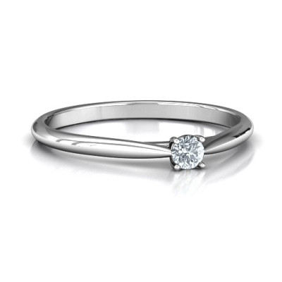 Classic Solitare Sparkle Solid White Gold Ring