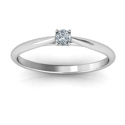 Classic Solitare Sparkle Solid White Gold Ring