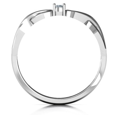 Classic Solitare Sparkle Solid White Gold Ring with Infinity Band