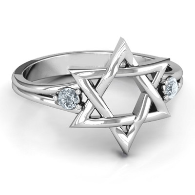 Classic Star of David Solid White Gold Ring