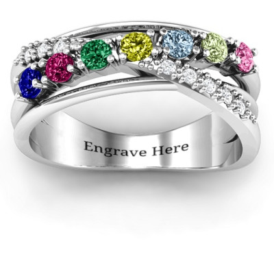 Crossover Accent Multi Band Solid White Gold Ring