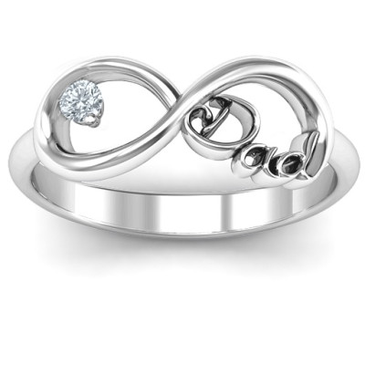 Dad Infinity Solid White Gold Ring