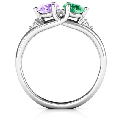 Darling Duo Double Gemstone Solid White Gold Ring