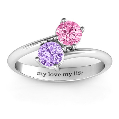 Destined For Love Double Gemstone Solid White Gold Ring