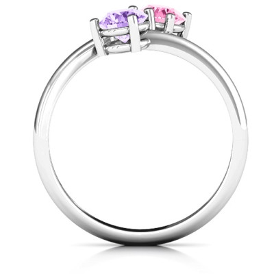 Destined For Love Double Gemstone Solid White Gold Ring