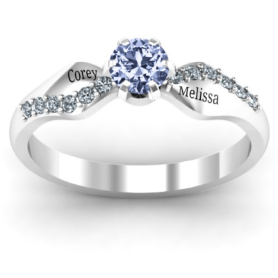 Dimpled Solitaire with Accents Solid White Gold Ring