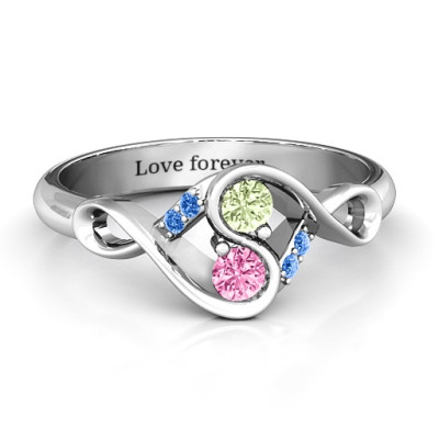 Element of Infinity Two Stone Solid White Gold Ring