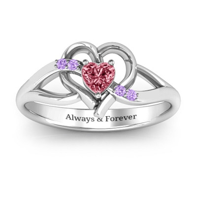 Endless Romance Engravable Heart Solid White Gold Ring
