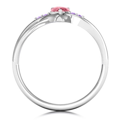 Endless Romance Engravable Heart Solid White Gold Ring