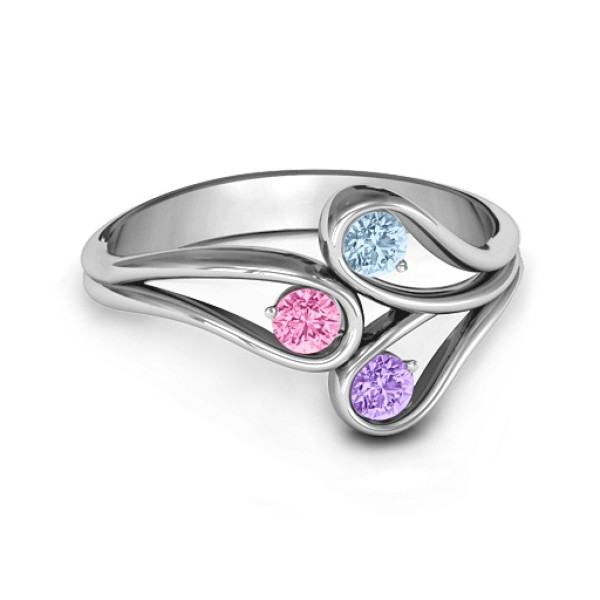 Eternal Elegance Three-Stone Solid White Gold Ring