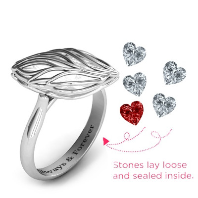Exquisite Elm Cage Leaf Solid White Gold Ring