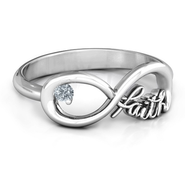 Faith Infinity Solid White Gold Ring