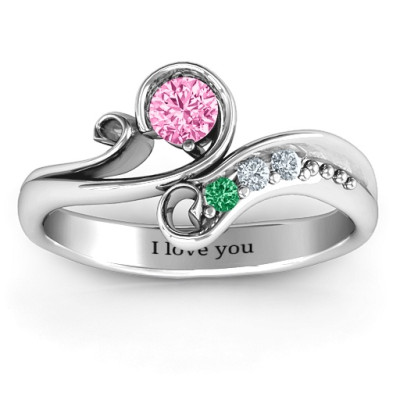 Family Flair Solid White Gold Ring With 2-6 Birthstones