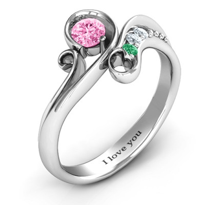 Family Flair Solid White Gold Ring With 2-6 Birthstones