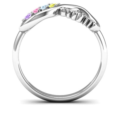 Family Infinite Love with Stones Solid White Gold Ring