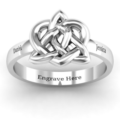 Fancy Celtic Solid White Gold Ring