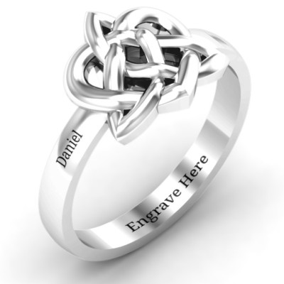Fancy Celtic Solid White Gold Ring